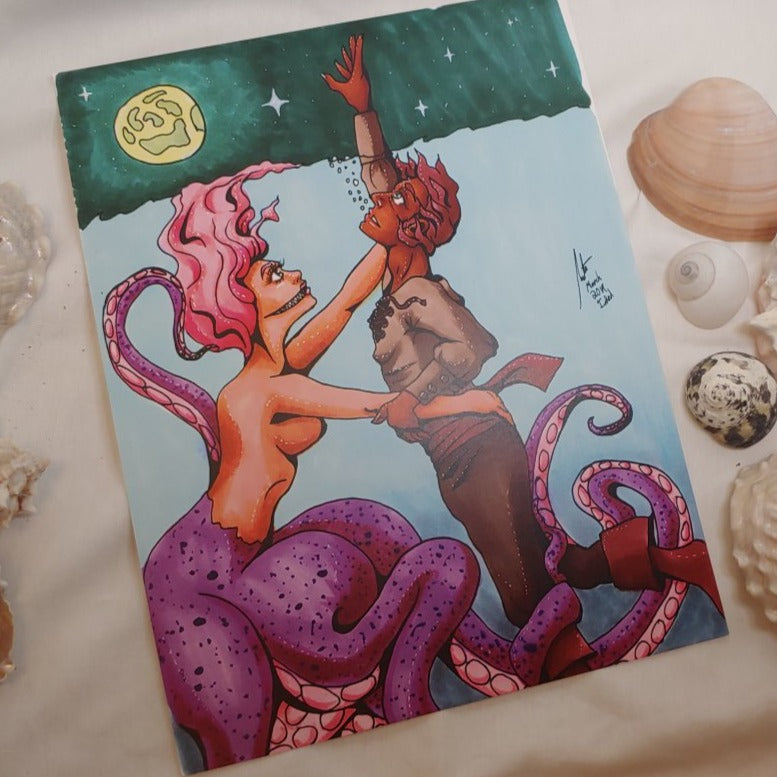 PRINT 8.5x11 - Octo-maid and the Drowning Man