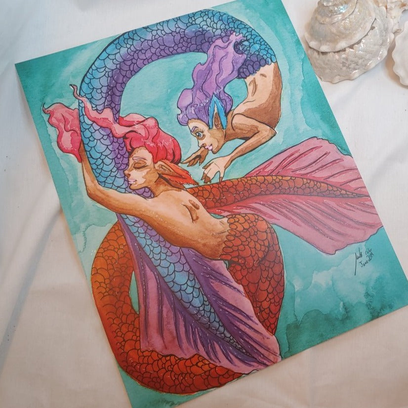 PRINT 8.5x11 - Playful Mermaids