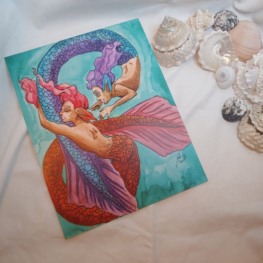 PRINT 8.5x11 - Playful Mermaids