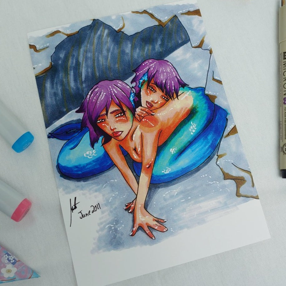 PRINT 5x7 - Cave Mermaids Say Hello