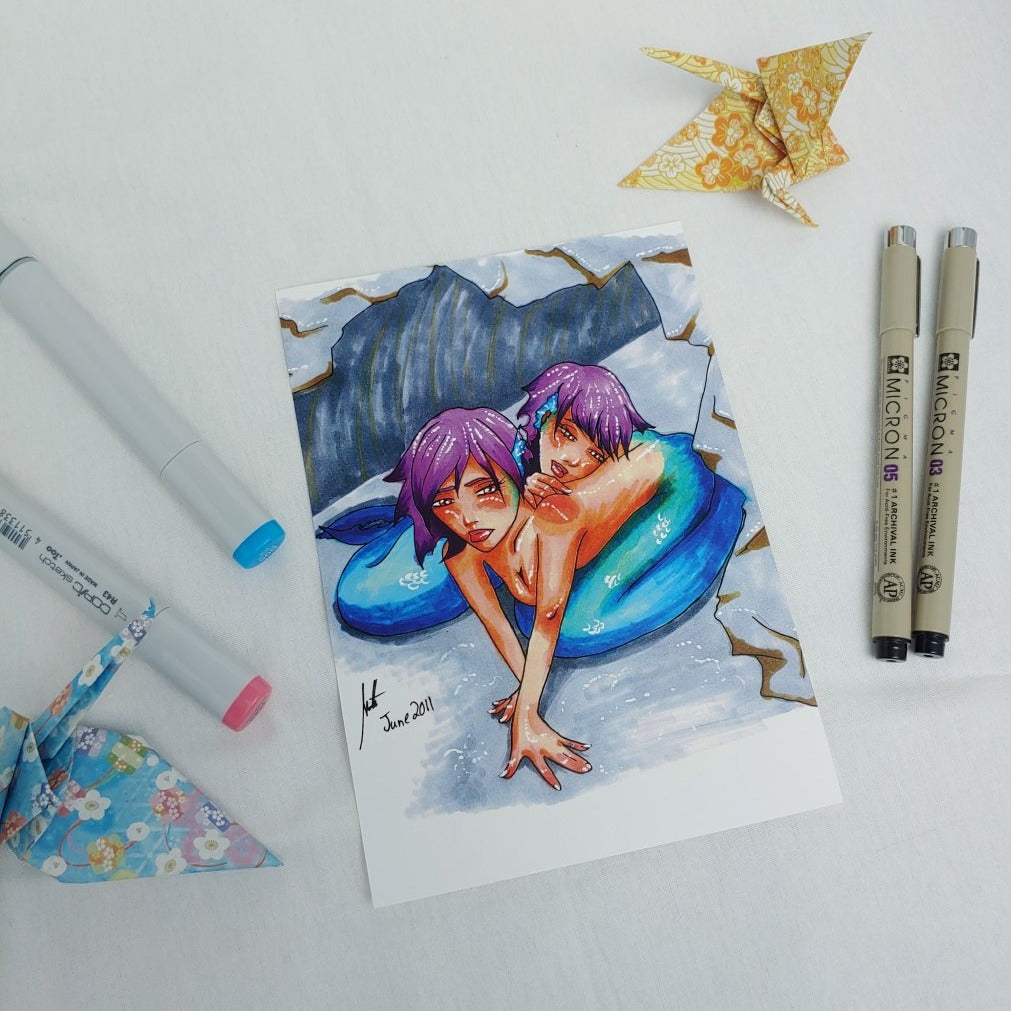 PRINT 5x7 - Cave Mermaids Say Hello
