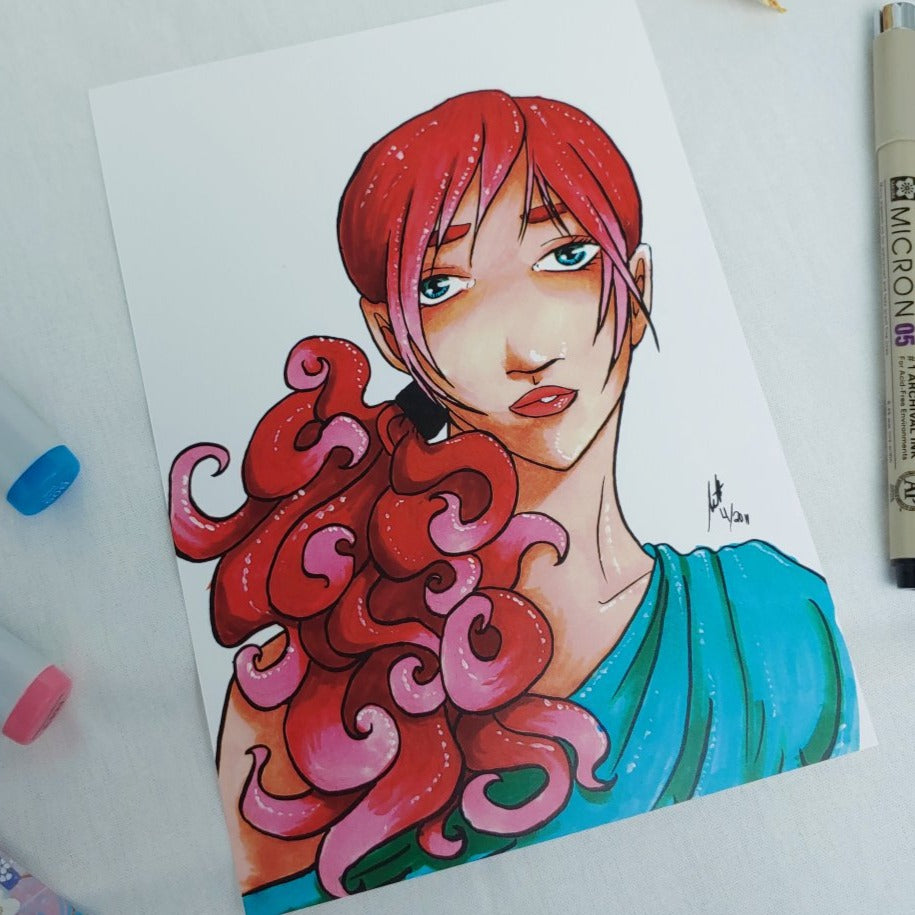 PRINT 5x7 - Portrait of Wild Pink Curls