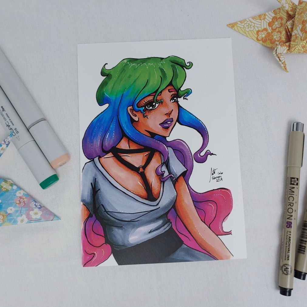 PRINT 5x7 - Portrait of Rainbow Hair