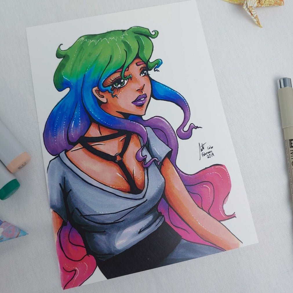 PRINT 5x7 - Portrait of Rainbow Hair