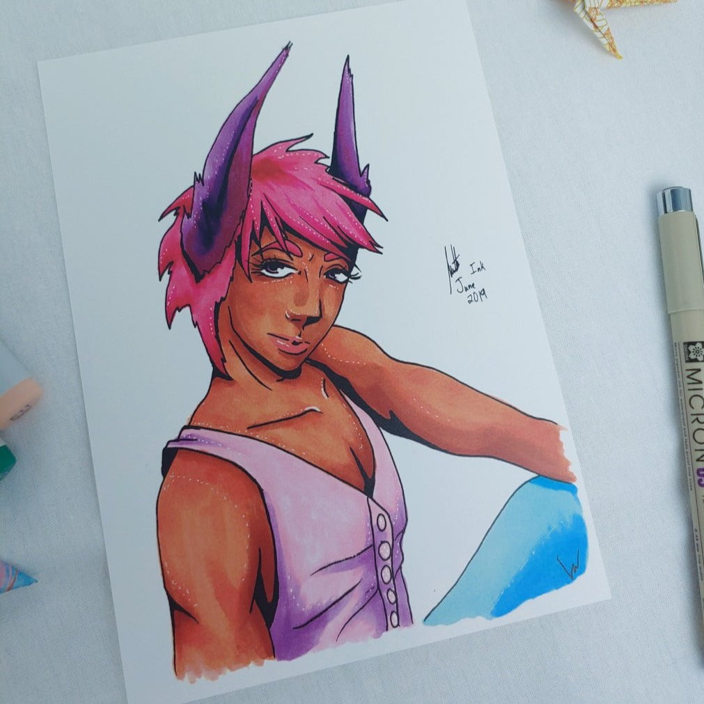 PRINT 5x7 - Boy with Purple Ears