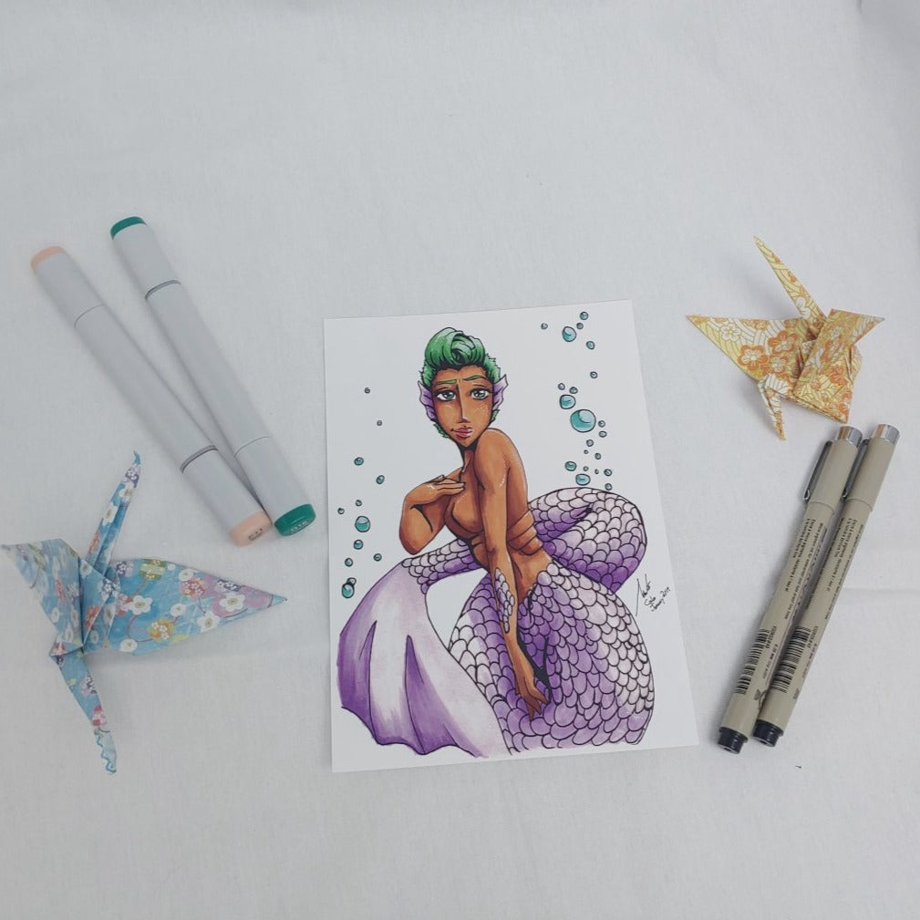 PRINT 5x7 - Purple Tail Mermaid