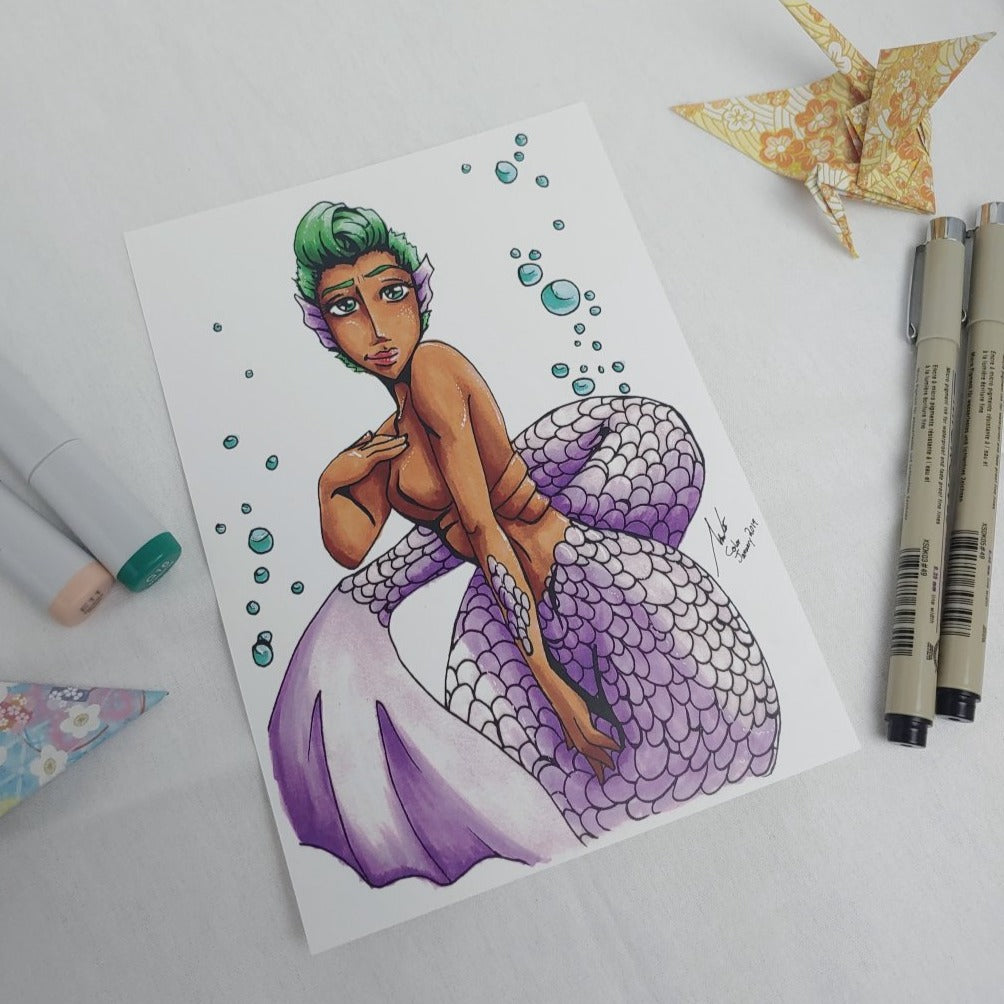 PRINT 5x7 - Purple Tail Mermaid