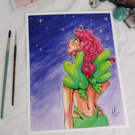 PRINT 8.5x11 - Green Wings, Look to the Stars