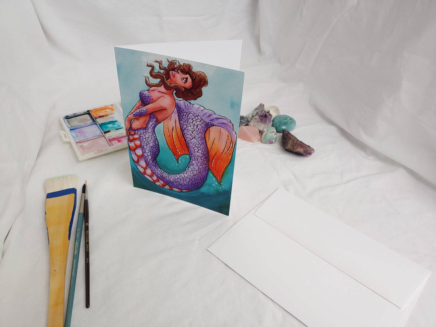 A7 CARD - Purple and Orange Tailed Mermaid