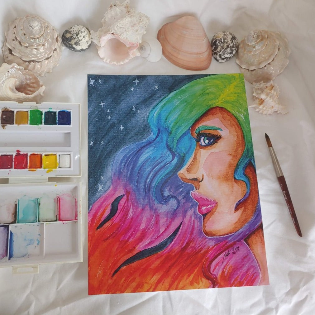 PRINT 8.5x11 - Rainbow Hair Portrait