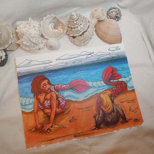 PRINT 8.5x11 - Mermaids on Shore