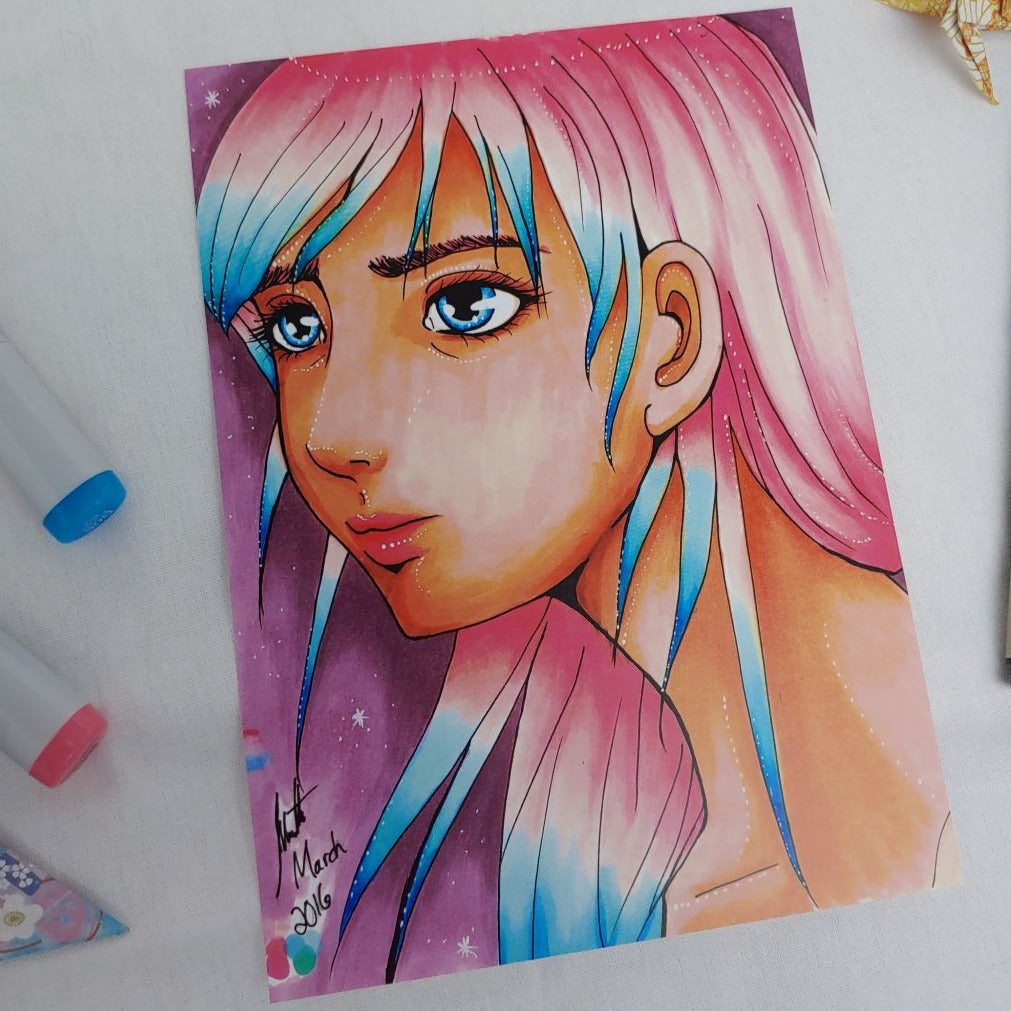 PRINT 5x7 - Portrait of Cotton Candy Colored Hair