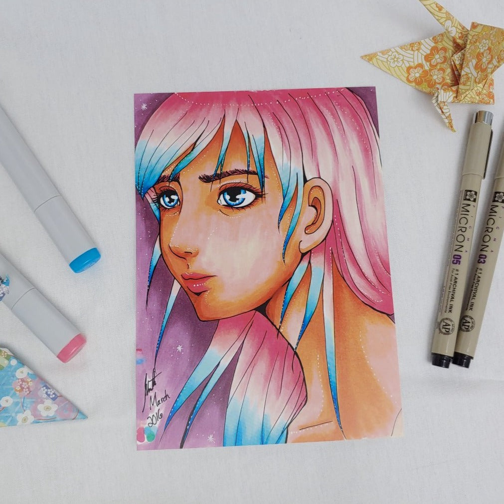 PRINT 5x7 - Portrait of Cotton Candy Colored Hair