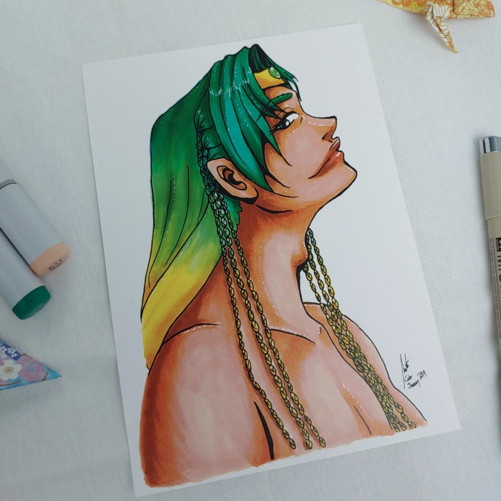 PRINT 5x7 - Portrait of the Green Elven Prince