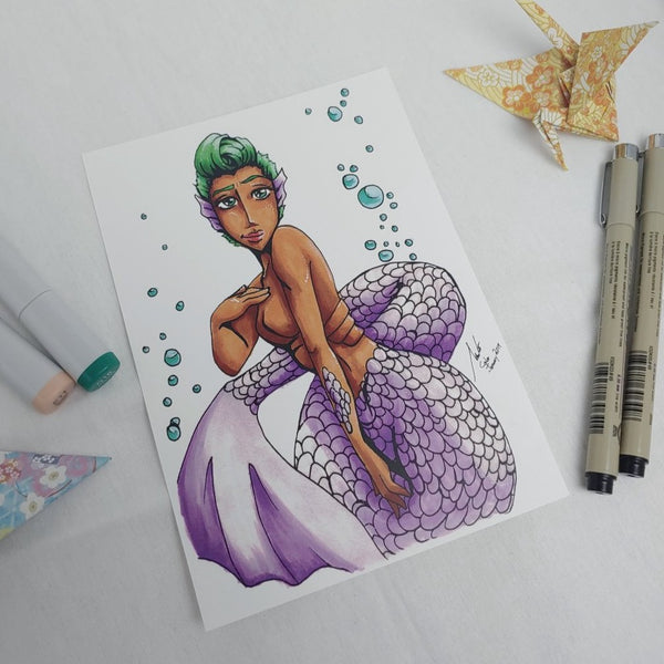 PRINT - Purple Tail Mermaid