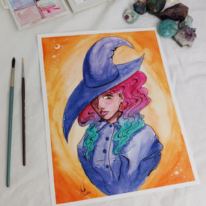 PRINT - Purple Witchy Hat