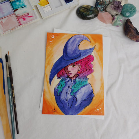 A7 CARD - Purple Witchy Hat