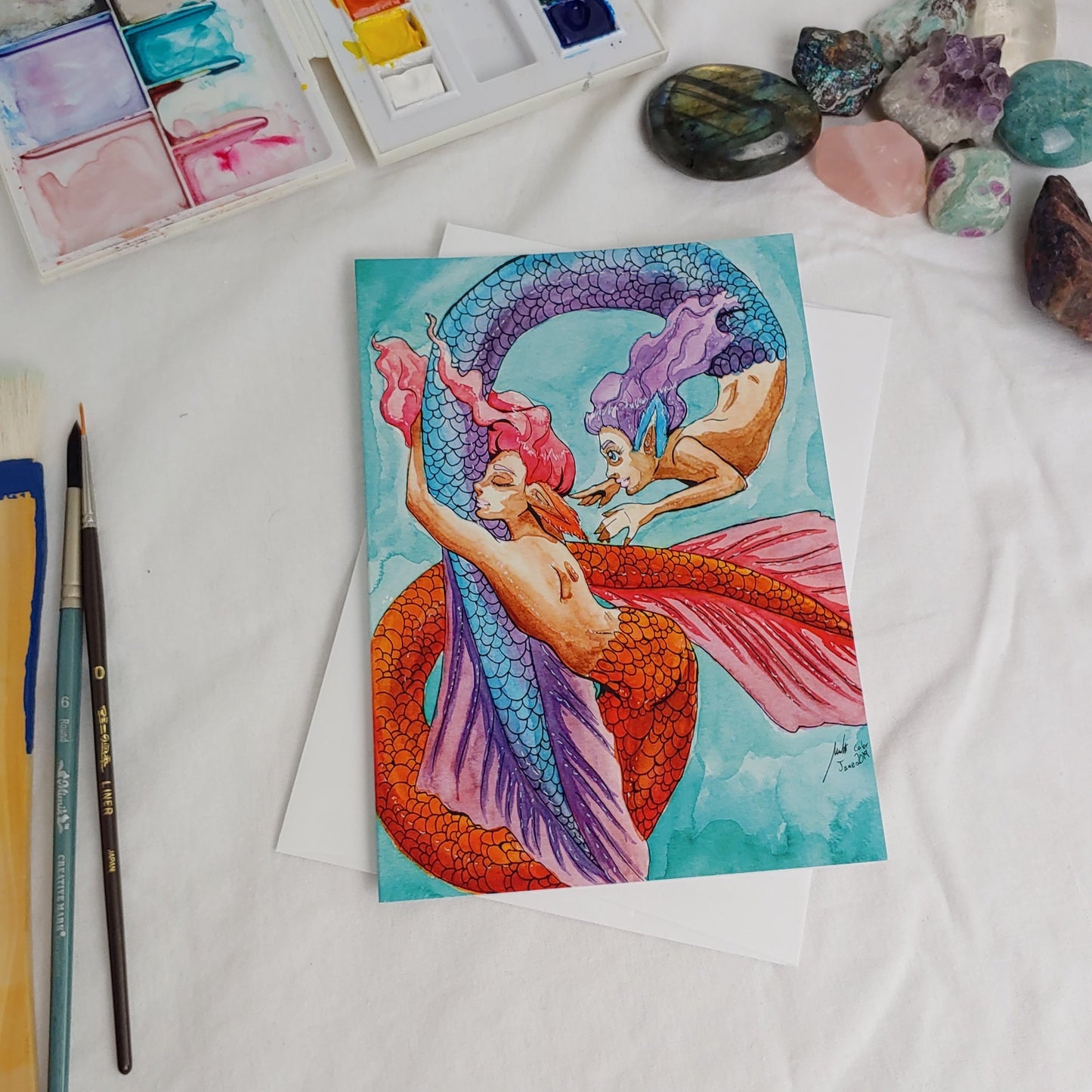 A7 CARD - Playful Mermaids